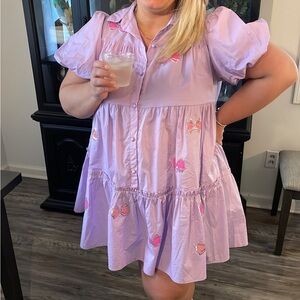BOW SEQUIN PATCH MINI DRESS